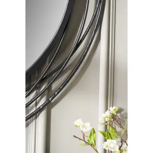 Javin Round Metal Swirl Framed Wall Mounted Accent Mirror Matte Black