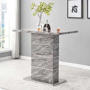 Parini Melange Marble Effect Bar Table 4 Ripple White Stools