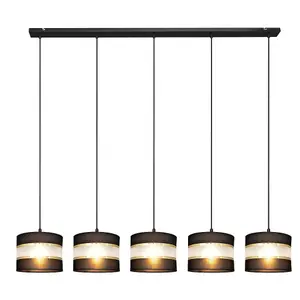 Luminosa Helen Straight Bar Pendant Ceiling Light Black, Gold 115cm