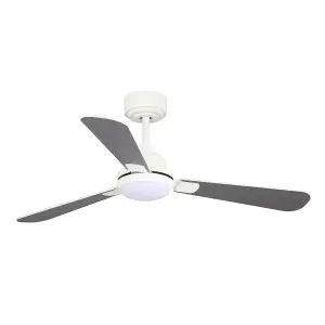 Luminosa Noe LED 3 Blade DC Ceiling Fan 3CCT 18W 1500Lm Reversible Blades Ash/White