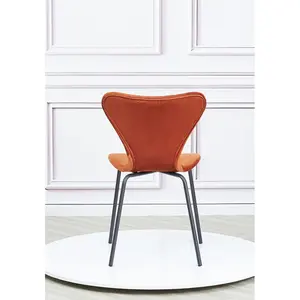 4 Doreen Velvet Upholstered Dining Chair with Black Metal Legs (Set of 4) Orange / Black