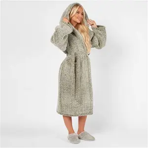 Brentfords Teddy Marl Dressing Gown - Forest Green