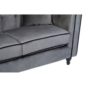 Interiors by Premier Ferris Grey Velvet 3 Seat Sofa