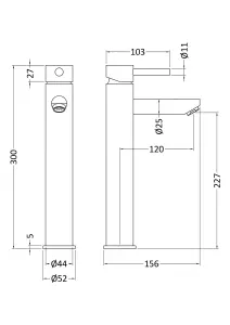 Round Tall Lever Mono Basin Mixer Tap - Chrome