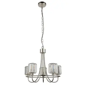 Luminosa Berenice 5 Light Multi Arm Glass Ceiling Pendant Bright Nickel