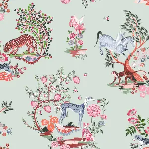 Cath Kidston Painted Kingdom Wallpaper Duck Egg 182541