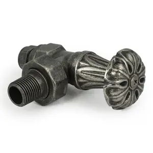 Abbey Manual Radiator Valve (Pair) - Pewter (Angled Manual)