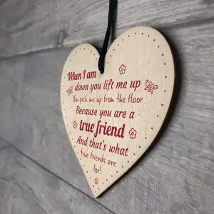 Red Ocean Friendship Sign Best Friend Plaque Wooden Hanging Heart Sign Thank You Shabby Chic Gift For Her Him