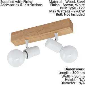 2 PACK 2 Spot Wall Flush Ceiling Light Colour Brown White Shade E27 2x60W