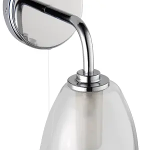 GoodHome Carisi Chrome effect Bathroom Wired Wall light