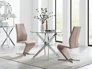 Furniturebox UK Novara 100cm Round Dining Table & 2 Cappuccino Willow Chairs