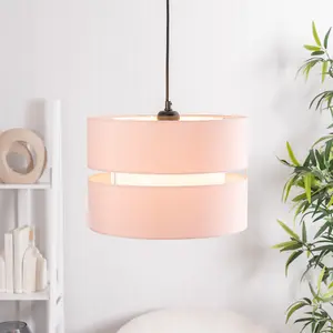 ValueLights Sophia Large Easy Fit Ceiling Light Shade 2 Tier Pendant Drum Lampshade - Blush Pink