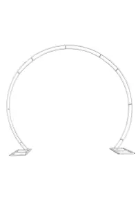 Dual Circle Arch Stand Metal Frame Round Garden Arbors- 2.6m x 2.2m, White