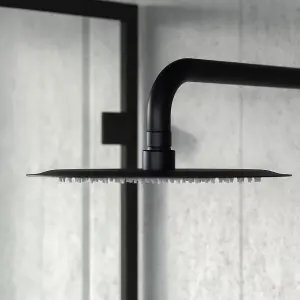 Nes Home Porto Concealed Thermostatic Overhead 250mm Rainfall Shower Mixer Set Matte Black