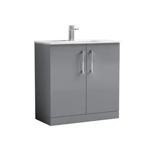 Arno 800mm Single Bathroom Vanity with Integrated Vitreous China Basin Gloss White