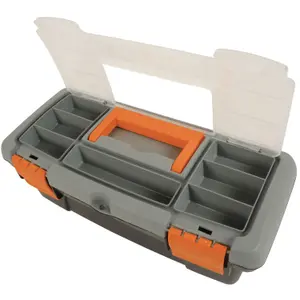 Durable Plastic Small Toolbox with Double Clasp Fastening and Carry Handle