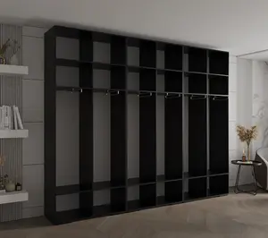 Stylish Black Inova 3 Hinged Door Wardrobe W3000mm H2370mm D470mm - Premium Storage with Gold Vertical Handles