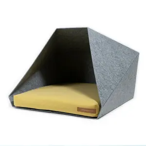 Polyester Pet Bed Light Grey/Yellow