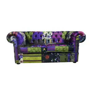 Chesterfield London 2 Seater Patchwork Real Velvet Sofa In Classic Style