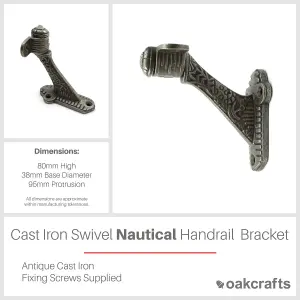 Oakcrafts - Antique Cast Iron Nautical Swivel Handrail Bracket