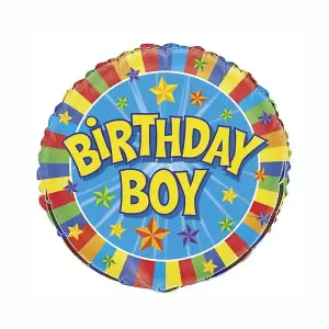 Unique Party Birthday Boy Round Foil Balloon Multicoloured (One Size)