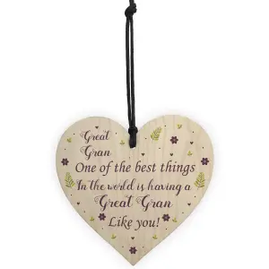 Great Gran Gift For Birthday Christmas Wooden Heart Grandparent Gifts Handmade Keepsake