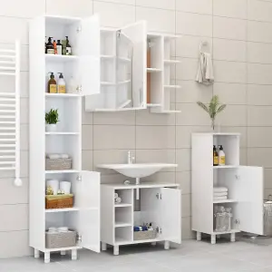 Berkfield Bathroom Cabinet High Gloss White 30x30x179 cm Engineered Wood