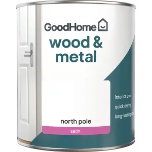 GoodHome North pole Satin Metal & wood paint, 750ml