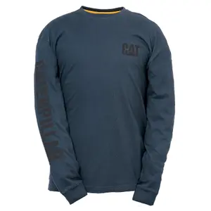 Caterpillar - Trademark Banner Long Sleeve T-Shirt - Blue - Tee Shirt - S