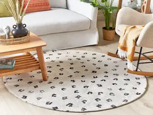 Round Cotton Area Rug 140 cm Beige AFIS