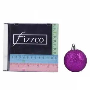 Xmas Glitter Ball Ornament Bauble (Set of 18) Purple