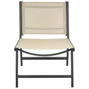 Set of 2 Garden Chairs MARCEDDI with Footstool Metal Beige-Black