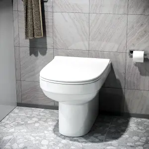 Nes Home Modern Stylish Bathroom Back to Wall Toilet with Soft Close Seat White