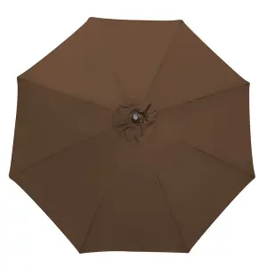 SunDaze Coffee 3M Round Garden Parasol Outdoor Patio Umbrella, Base Weights & Weather Protective Cover