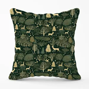 Green Christmas Woodlands Outdoor Cushion 45cm x 45cm