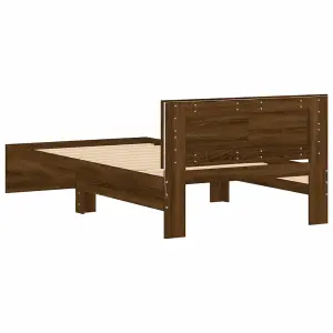 Berkfield Bed Frame without Mattress with LED Lights Brown Oak 100x200 cm