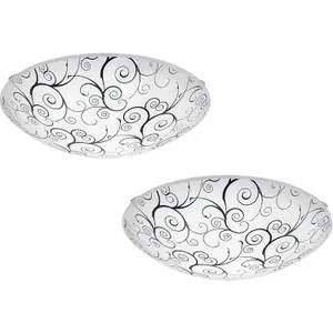 2 PACK Wall Flush Ceiling Light Colour White Shade White Black Clear Glass LED