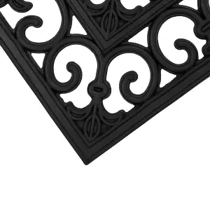 JVL Lexi Wrought Iron Effect Rubber Doormat,  45x75cm