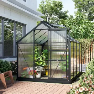 Outsunny 6x8ft Walk-In Polycarbonate Greenhouse Plant Grow Galvanized Aluminium