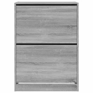 Shoe Cabinet with 2 Flip-Drawers Grey Sonoma 80x42x108 cm