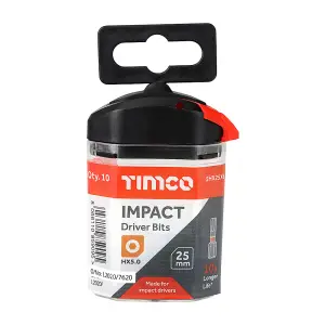 Timco - Impact Driver Bits - Hex (Size 5.0 x 25 - 10 Pieces)