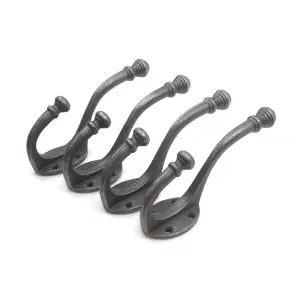 Oakcrafts - Antique Cast Iron Beehive Tipped Coat Hook - Pack of 4 Hooks