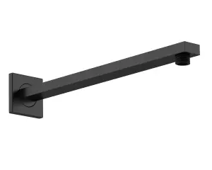 Rectangular Wall Mount Shower Arm - Matt Black - 360mm