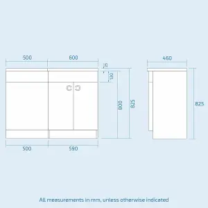 Nes Home White 1100mm Right Hand Basin Vanity Unit and BTW WC Toilet