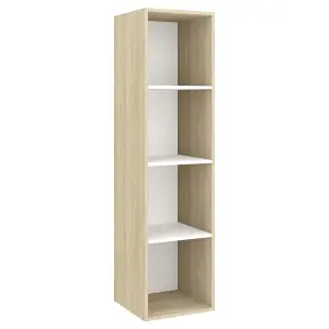 Berkfield Wall-mounted TV Cabinet Sonoma Oak and White 37x37x142.5 cm Engineered Wood