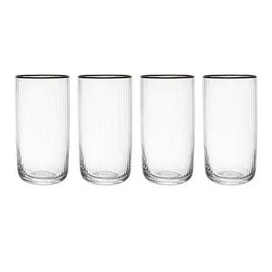 Mikasa Sorrento Ridged Crystal Set of 4 510ml Highball Glasses