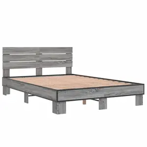 Berkfield Bed Frame without Mattress Grey Sonoma 135x190 cm Double