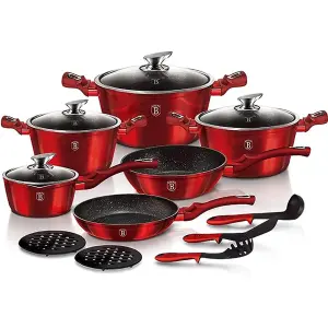 Berlingerh Haus 15 Piece Metal Cookware Set RED