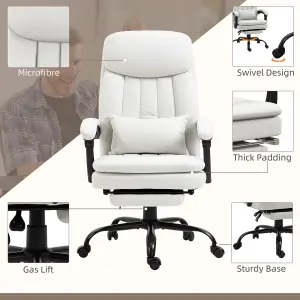 Vinsetto Microfibre Vibration Massage Office Chair with Heat, Pillow, White