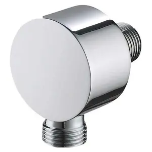 Shower Hose Outlet Elbow Round Concealed Fitting Chrome Wall Mounted Brass